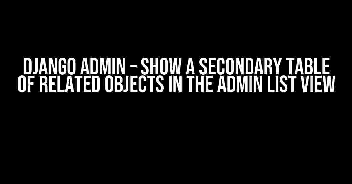 Django Admin – Show a Secondary Table of Related Objects in the Admin List View